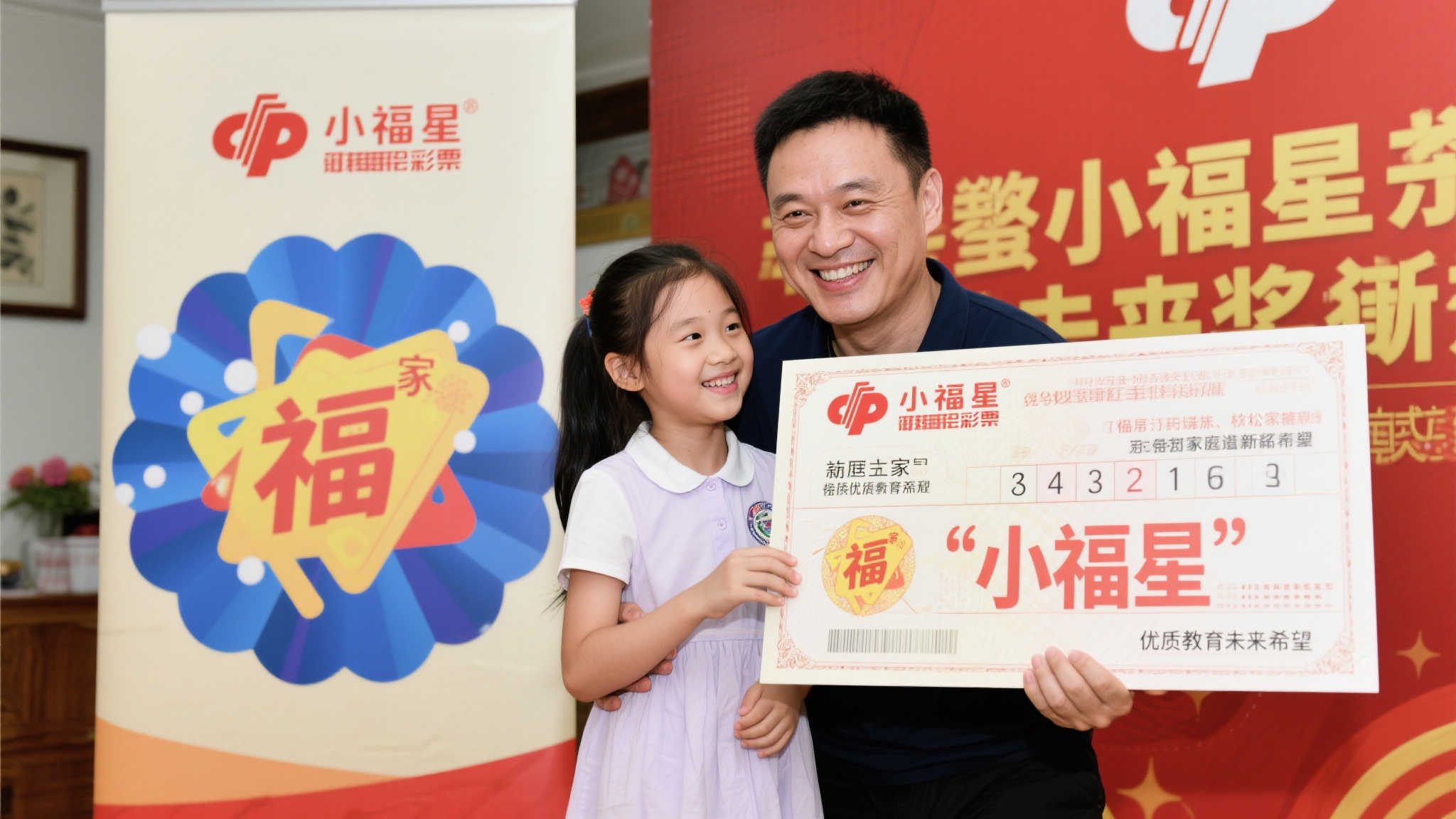 提到这次中奖，这位父亲满脸幸福地称女儿为