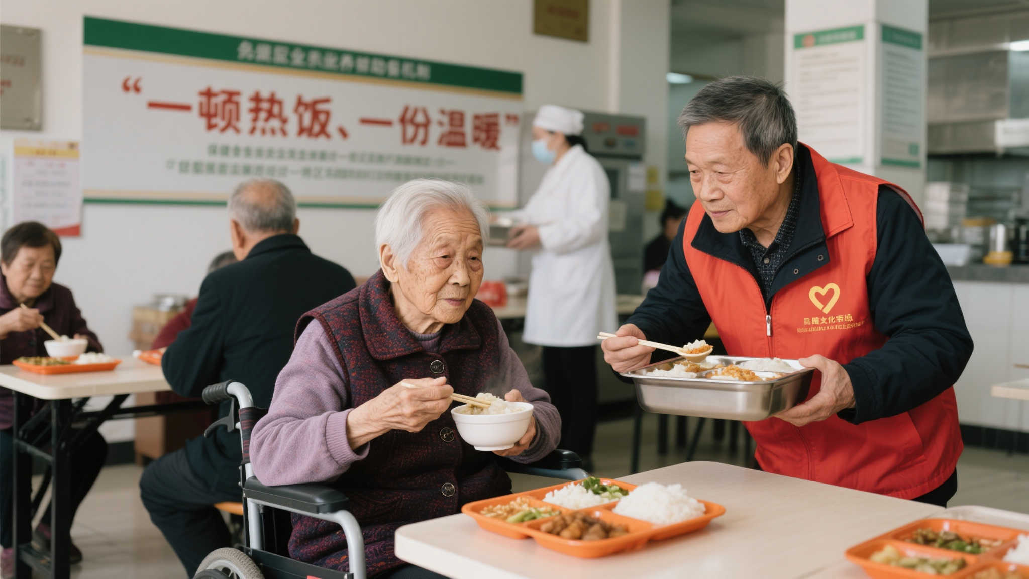 “一顿热饭、一份温暖”，对于行动不便或孤