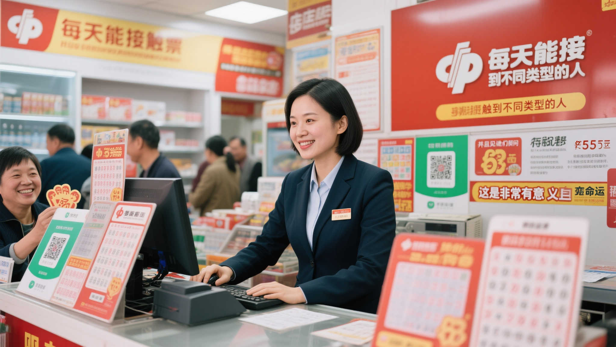 李女士是一位驻店已久的彩票销售专家，她从